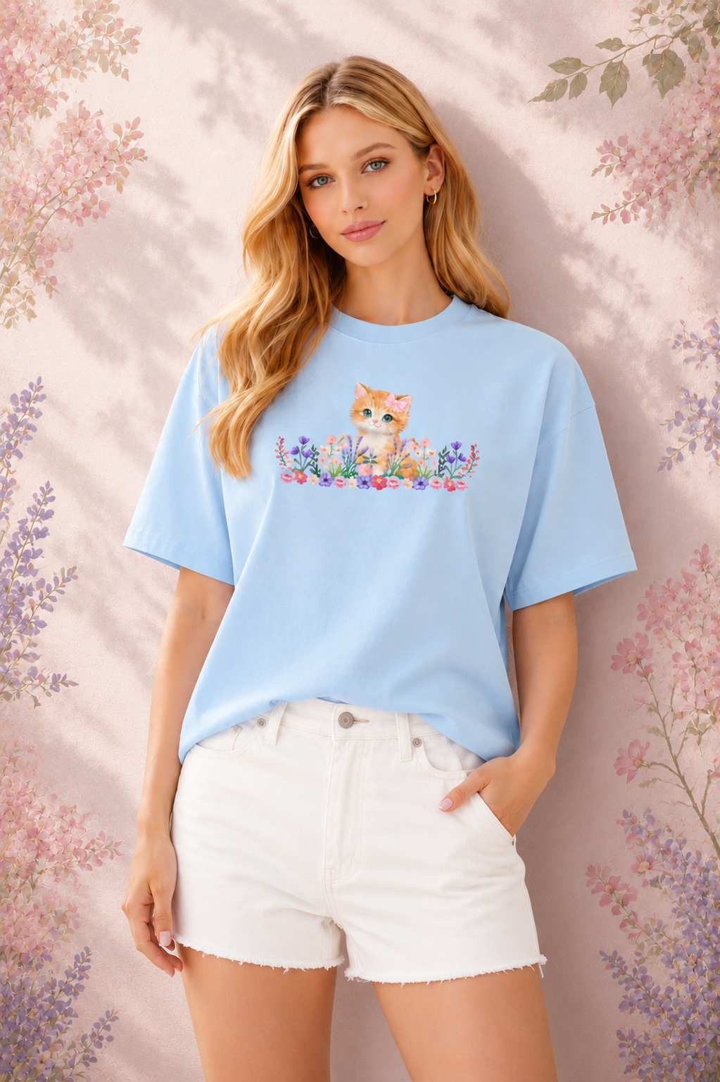 Kitty Garden Cotton Boxy T-Shirt | PRAISH premium streetwear clothing
