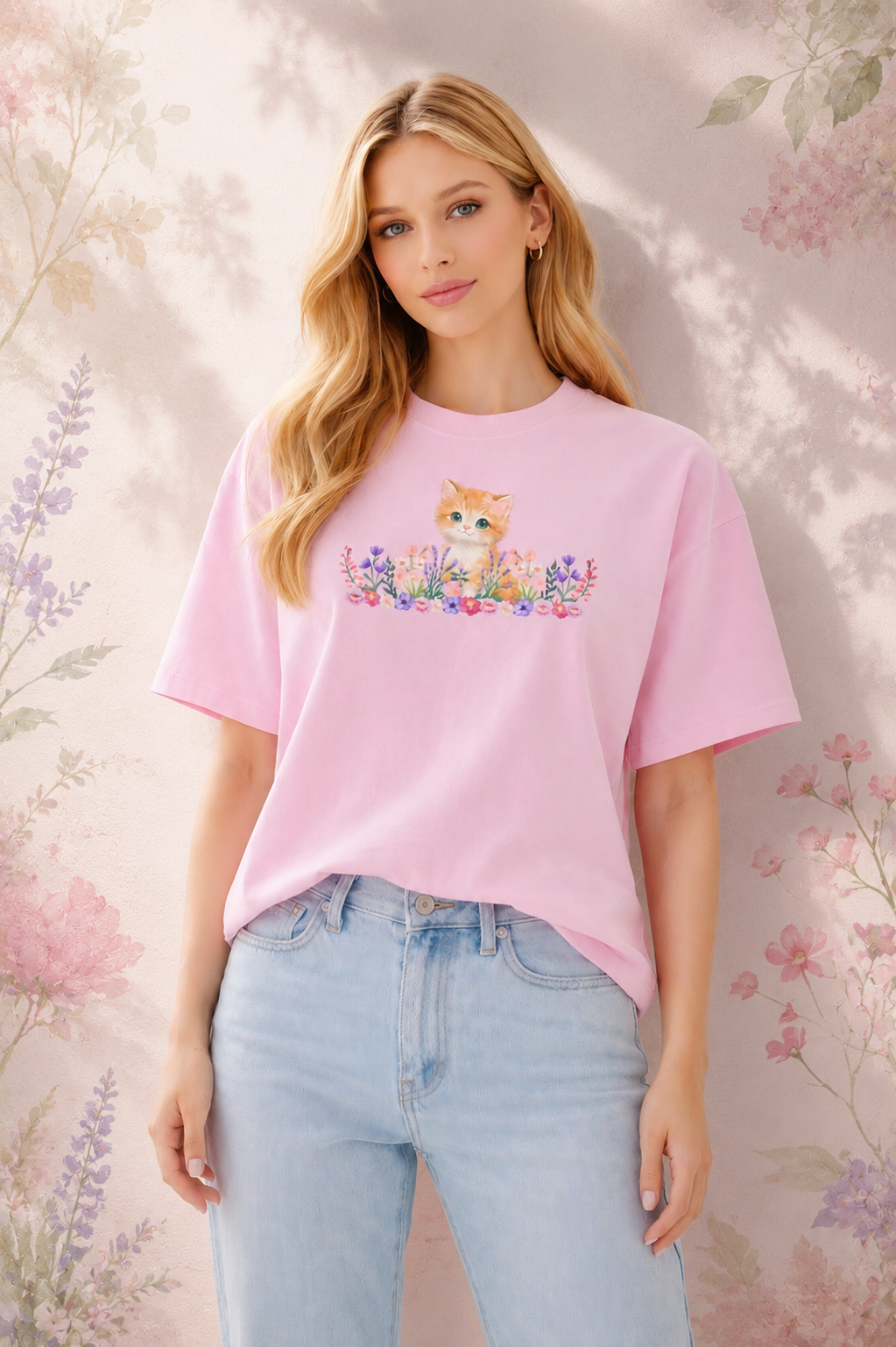 Kitty Garden Cotton Boxy T-Shirt | PRAISH premium streetwear clothing