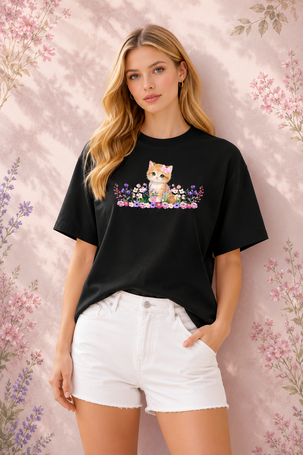 Kitty Garden Cotton Boxy T-Shirt additional view | PRAISH streetwear