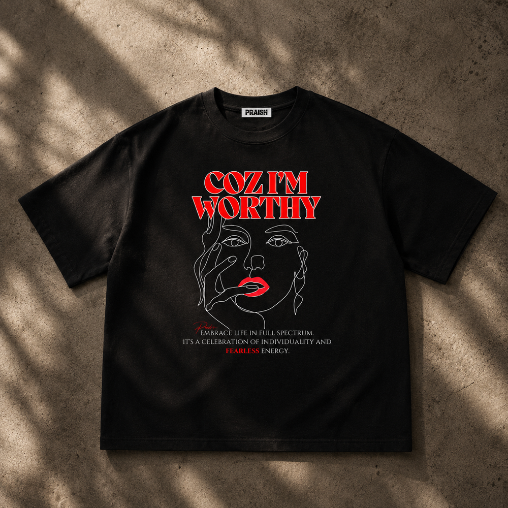 Worthy Premium Cotton Boxy Graphic T-Shirt alternate view | PRAISH streetwear