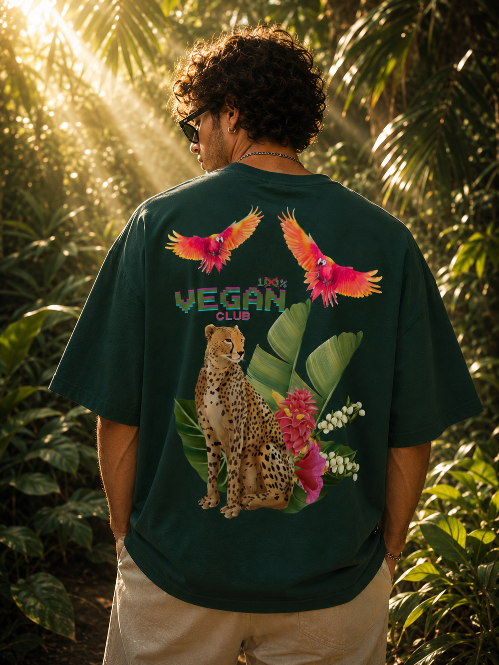 Luxury oversized cotton t-shirt tropical print additional view | PRAISH streetwear