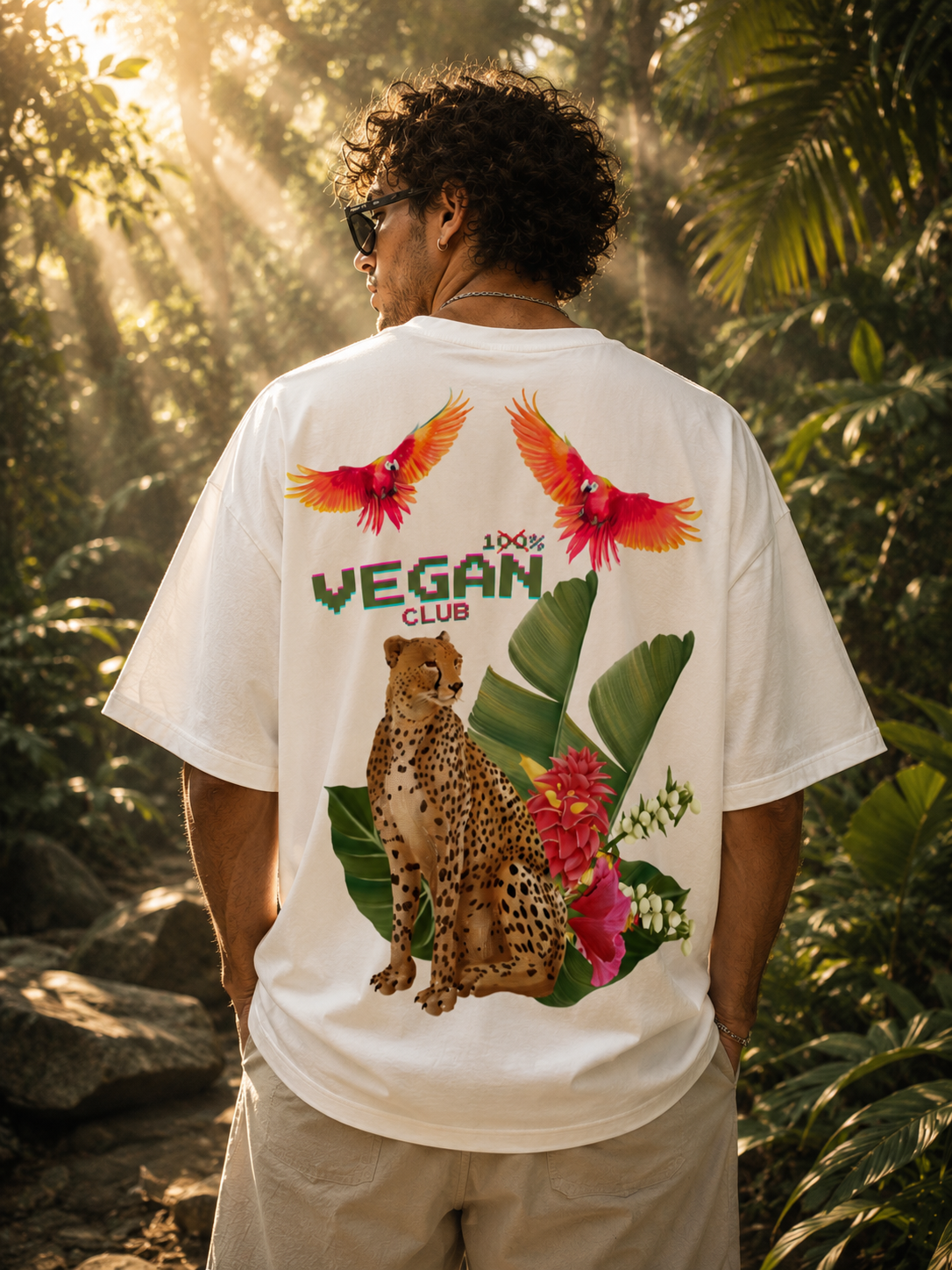 PRAISH Vegan Boxy Oversized Heavyweight T-Shirt with tropical graphic | PRAISH premium streetwear clothing